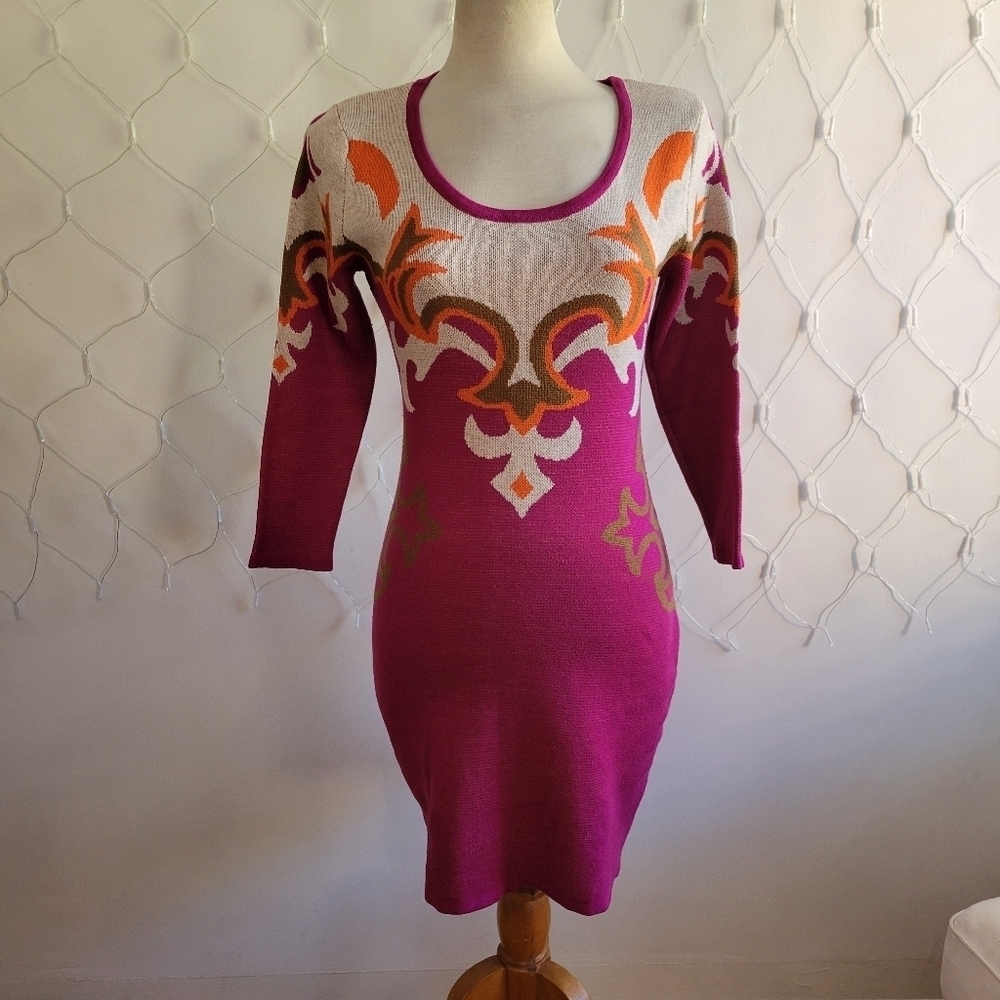 • Miami Brand Pink and Orange Knit Dress • Size Small